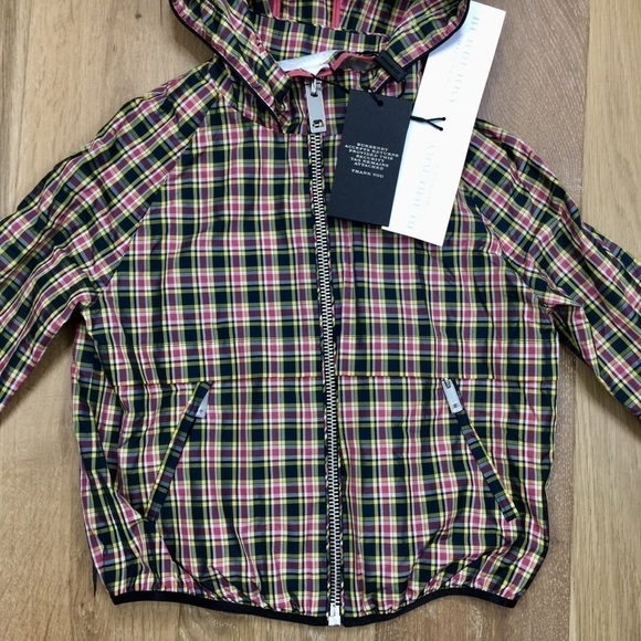 BURBERRY Brenty Check Hooded Jacket  Bright Coral Pink Girl's Size 8Y - Picture 4 of 12